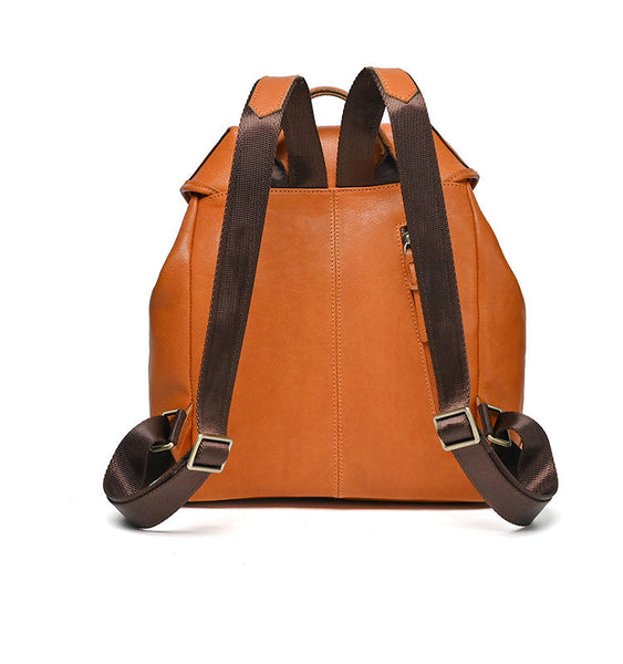 Vintage Brown Leather Backpack Leather Bookbag