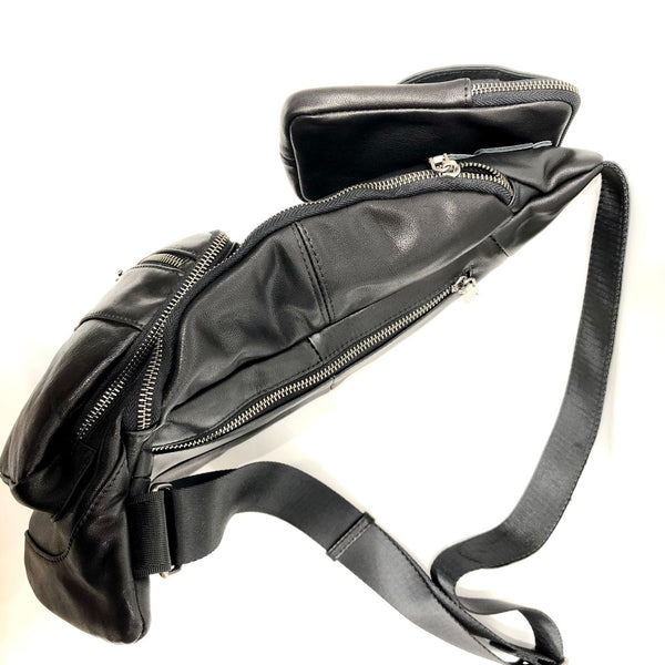 Large Women's Black Leather Sling Bag Chest Bag For Women Boutique