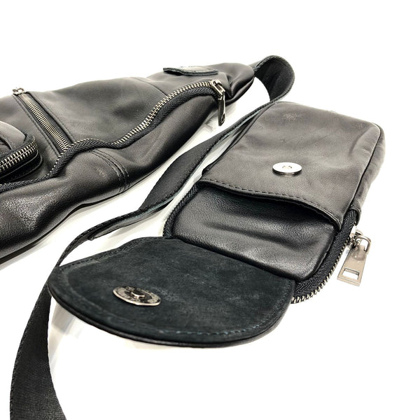 Large Women's Black Leather Sling Bag Chest Bag For Women Classy