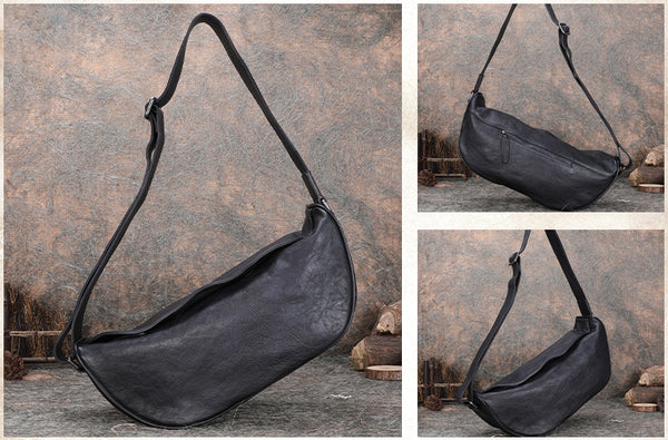 Large Women's Crossbody Chest Bag Leather Sling Bags For Women Handmade