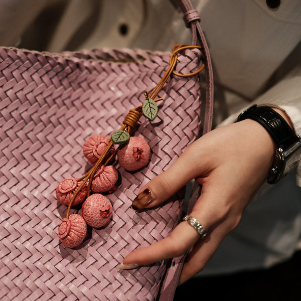 Leather Blueberry Bag Charm Handmade Vegetable Tanned Cowhide Fruit Keychain for Handbags Affordable