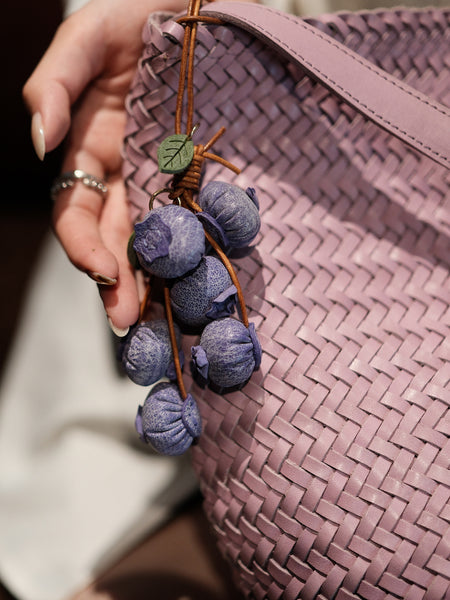 Leather Blueberry Bag Charm Handmade Vegetable Tanned Cowhide Fruit Keychain for Handbags Beautiful