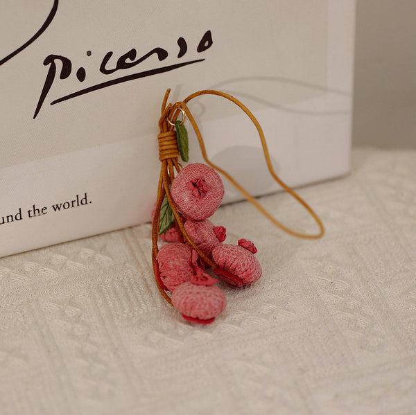 Leather Blueberry Bag Charm Handmade Vegetable Tanned Cowhide Fruit Keychain for Handbags Fashion