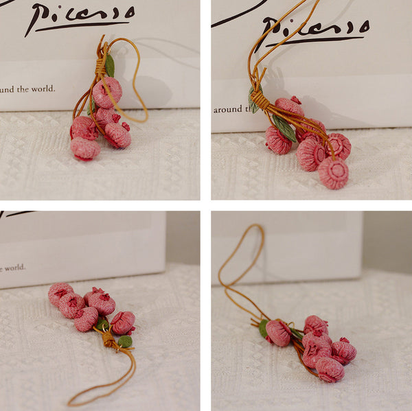 Leather Blueberry Bag Charm Handmade Vegetable Tanned Cowhide Fruit Keychain for Handbags Gift