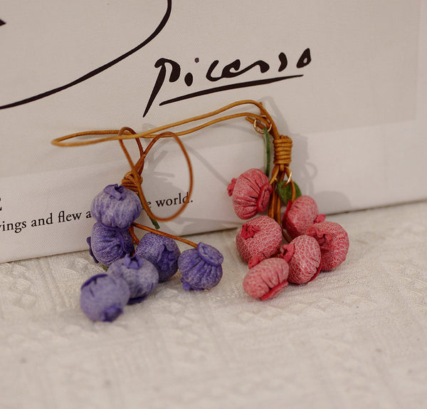 Leather Blueberry Bag Charm Handmade Vegetable Tanned Cowhide Fruit Keychain for Handbags Handmade