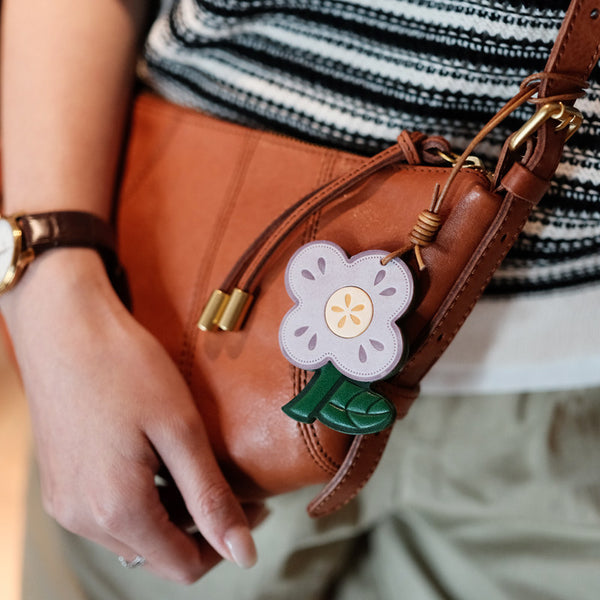 Leather Flower Bag Charm Vegetable-Tanned Cowhide Bag Accessory for Women  Aesthetic