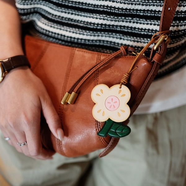 Leather Flower Bag Charm Vegetable-Tanned Cowhide Bag Accessory for Women  Affordable