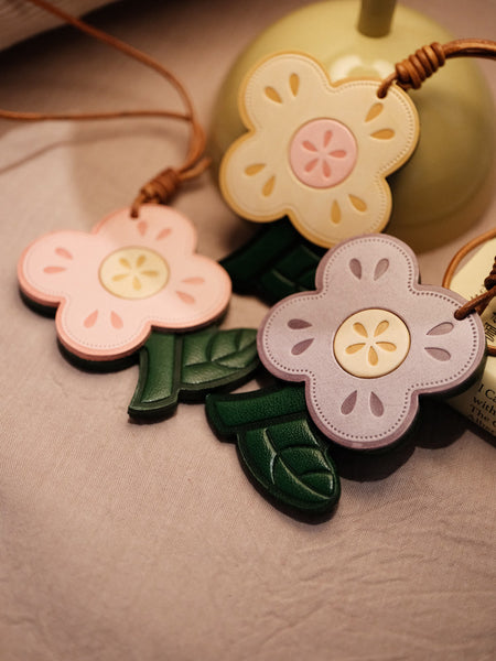Leather Flower Bag Charm Vegetable Tanned Cowhide Bag Accessory for Women