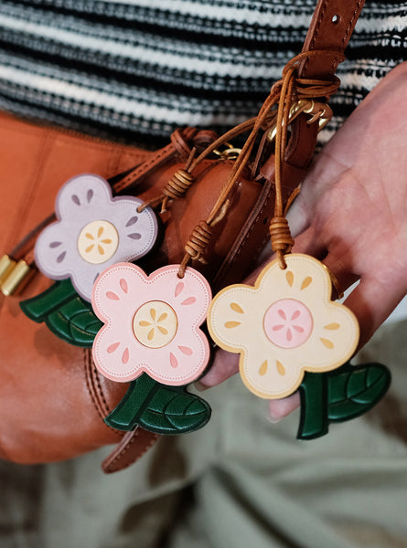 Leather Flower Bag Charm Vegetable Tanned Cowhide Bag Accessory for Women