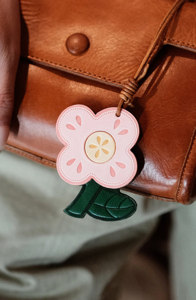 Leather Flower Bag Charm Vegetable-Tanned Cowhide Bag Accessory for Women  Chic