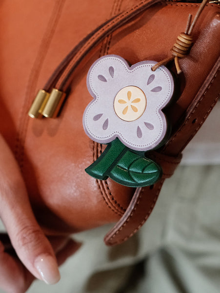 Leather Flower Bag Charm Vegetable-Tanned Cowhide Bag Accessory for Women  Classy