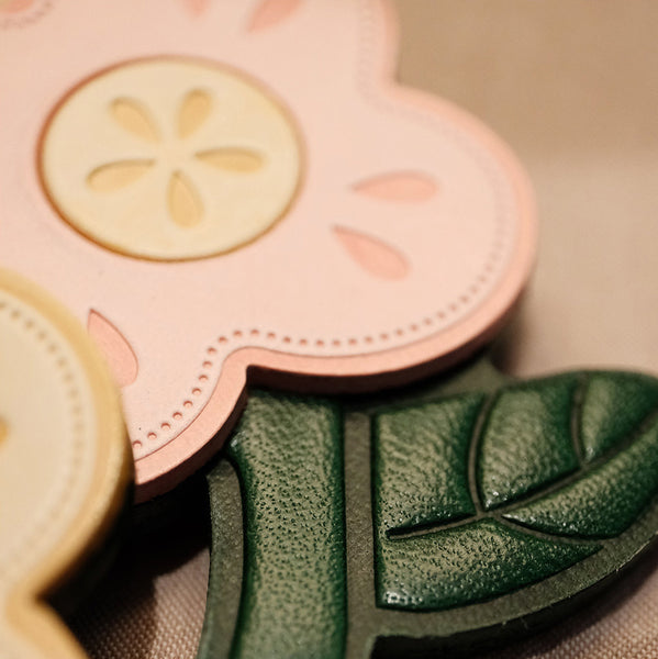 Leather Flower Bag Charm Vegetable-Tanned Cowhide Bag Accessory for Women  Cowhide