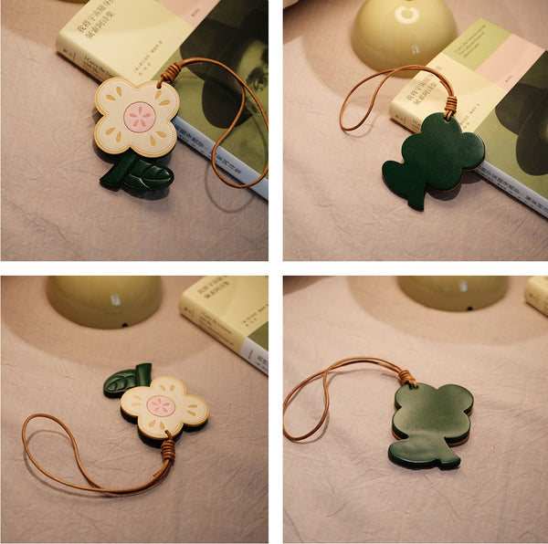 Leather Flower Bag Charm Vegetable-Tanned Cowhide Bag Accessory for Women  Designer