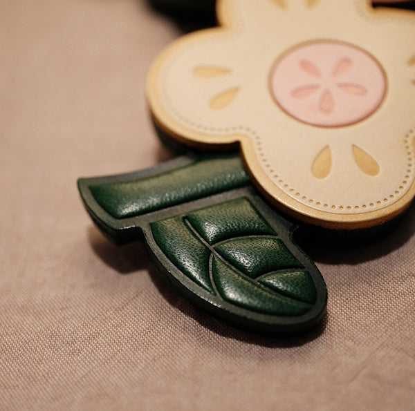 Leather Flower Bag Charm Vegetable-Tanned Cowhide Bag Accessory for Women  Fashion