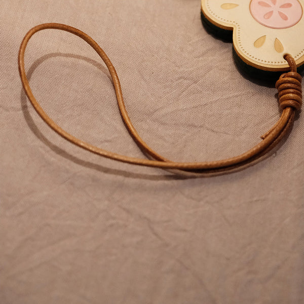 Leather Flower Bag Charm Vegetable-Tanned Cowhide Bag Accessory for Women  Genuine-Leather