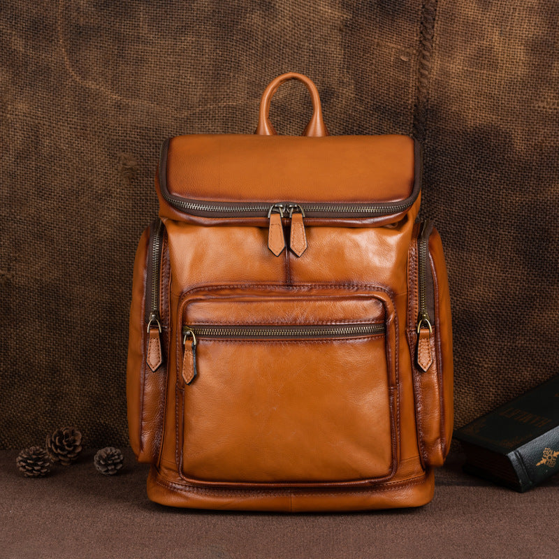 Medium Leather Backpack - Black