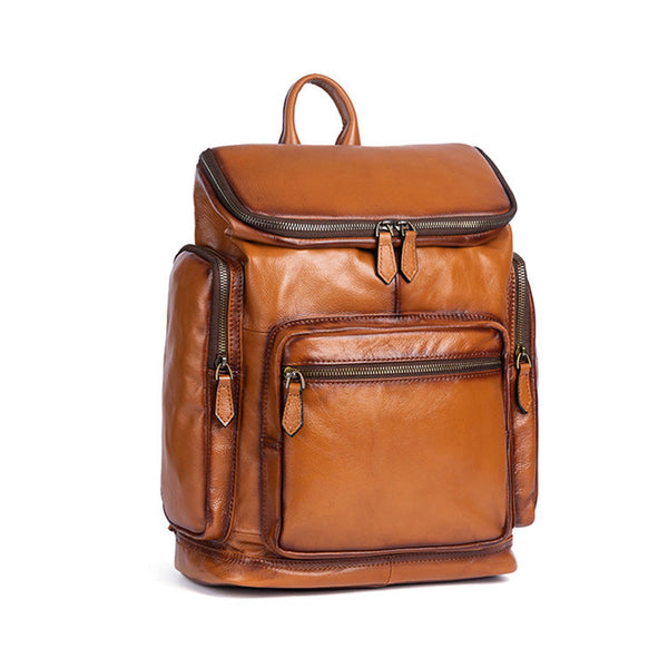 Ladies Genuine Leather Backpack Purse Medium Leather Bookbag For Women