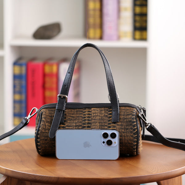 Mini Denim Barrel Bag for Women Vintage Canvas Top Handle and Crossbody Handbag Latest