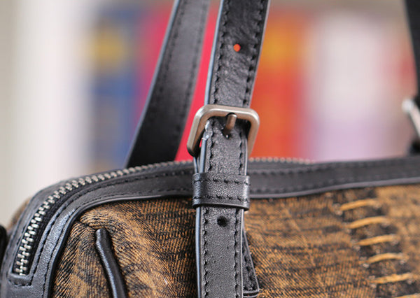 Mini Denim Barrel Bag for Women Vintage Canvas Top Handle and Crossbody Handbag Quality