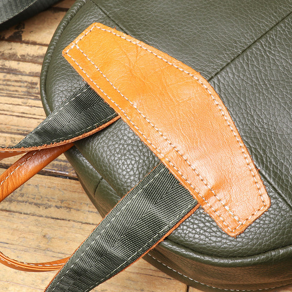 Mini Genuine Leather Backpack for Women Soft Cowhide Casual Daypack Handmade