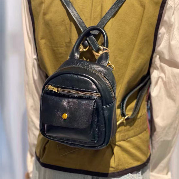 black leather backpack gold cross PEBBLE MINI Grain Closure Backpack Purse in iGemstoneJewelry