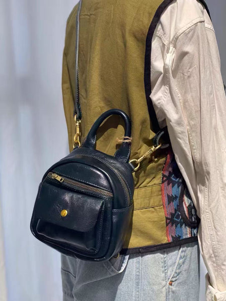 Mini Leather Backpack Purse for Women Convertible Crossbody Bag in Top Grain Cowhide Cowhide