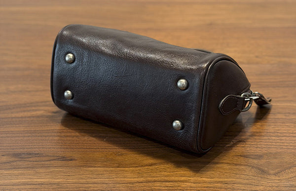 Mini Leather Boston Bag for Women Vintage Top Grain Cowhide Crossbody Handbag Gift idea