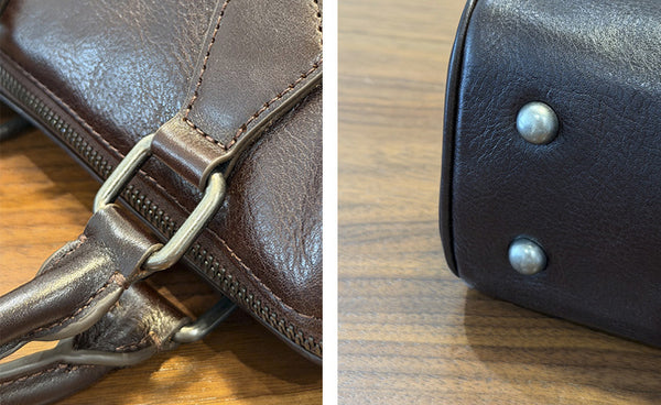 Mini Leather Boston Bag for Women Vintage Top Grain Cowhide Crossbody Handbag Quality