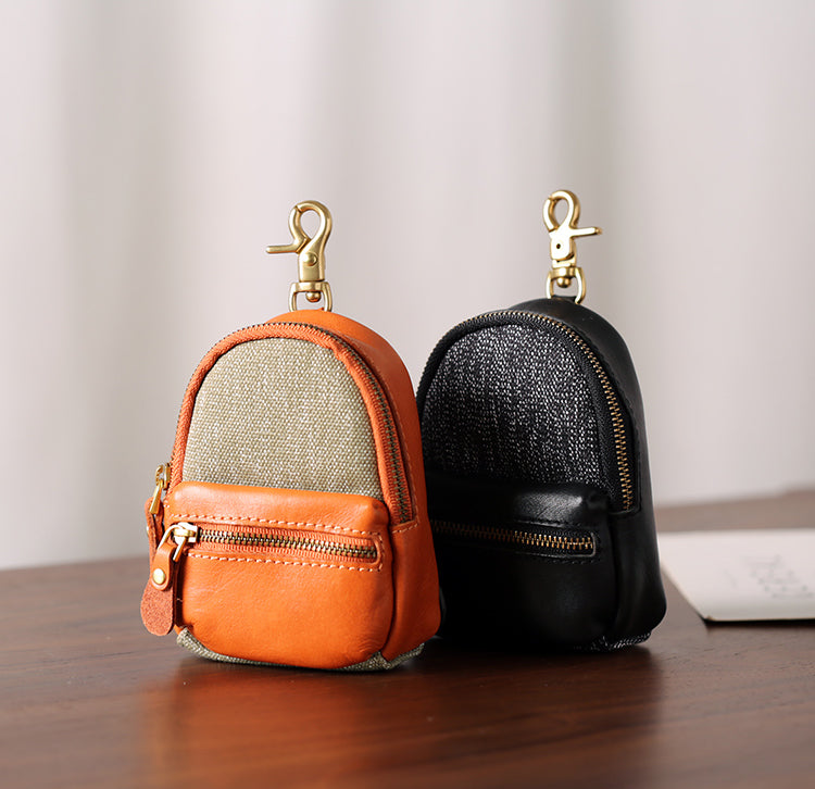 coin leather backpack Genuine Leather Canvas Mini Coin and Earphone Pouch – igemstonejewelry