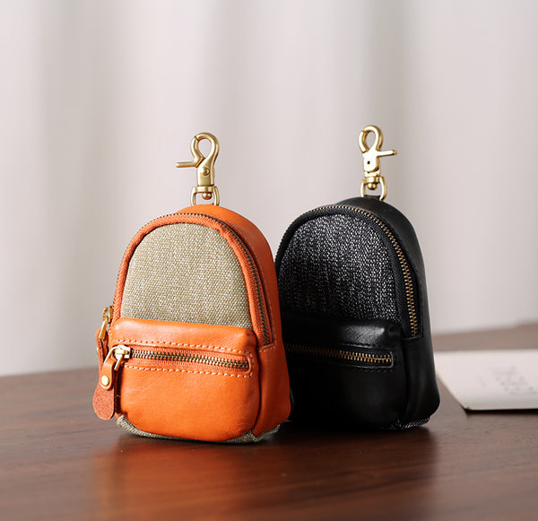 Mini Leather Canvas Coin Wallet Compact Earbud and Key Pouch Beautiful