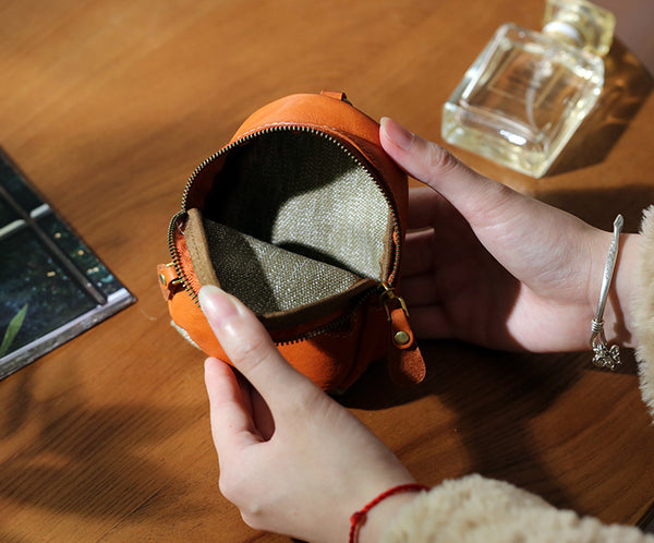 Mini Leather Canvas Coin Wallet Compact Earbud and Key Pouch Capacity