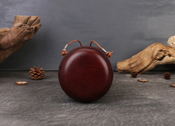 Mini Leather Drawstring Bucket Bag for Women Handheld  Crossbody Bag Gift idea