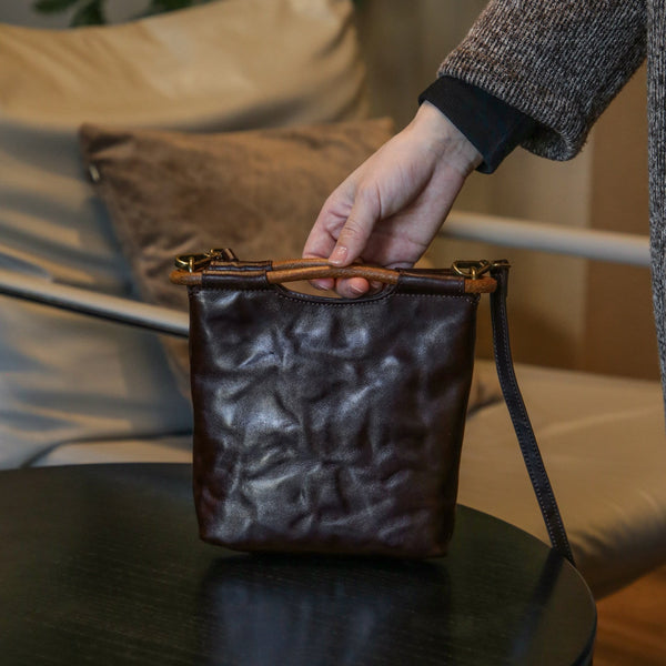 Mini Vintage Leather Crossbody Bag for Women Top Handle Shoulder Purse Beautiful