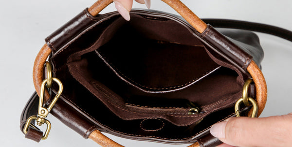 Mini Vintage Leather Crossbody Bag for Women Top Handle Shoulder Purse Capacity