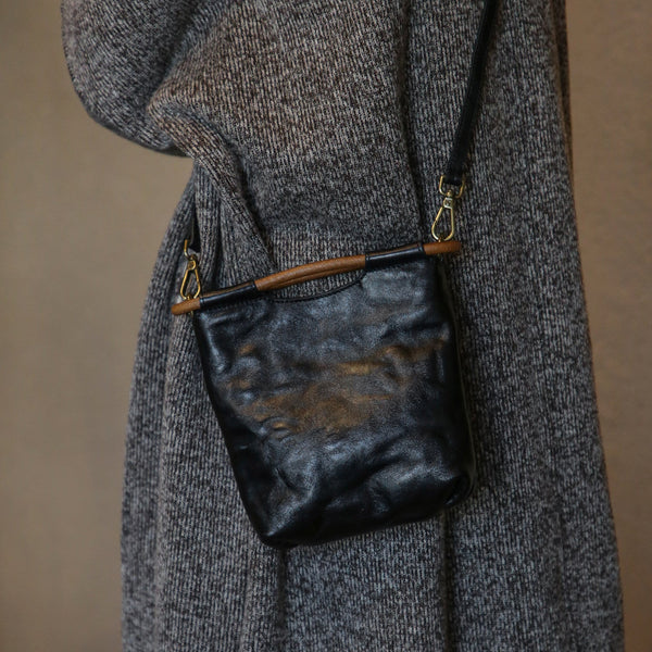 Mini Vintage Leather Crossbody Bag for Women Top Handle Shoulder Purse Cool