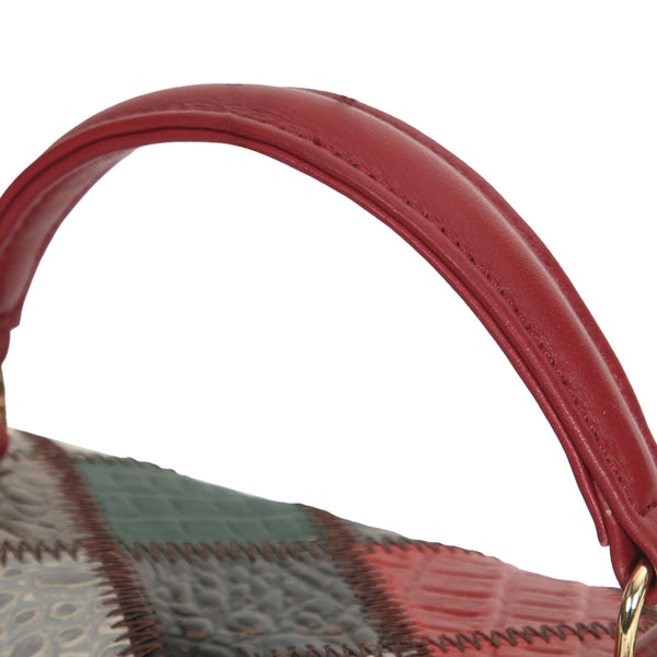 Patchwork Leather Mini Backpack for Women Boho Multi-Way Leather Crossbody Handbag Genuine Leather