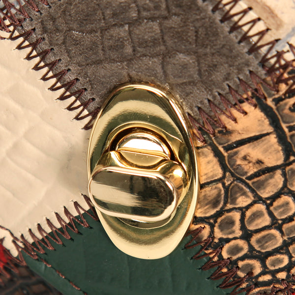 Patchwork Leather Mini Backpack for Women Boho Multi-Way Leather Crossbody Handbag Nice