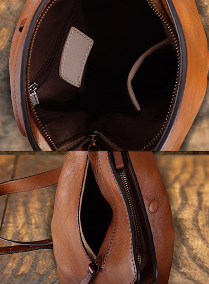 Retro Cowhide Sling Bag Small Leather Shoulder Chest Pack Capacity