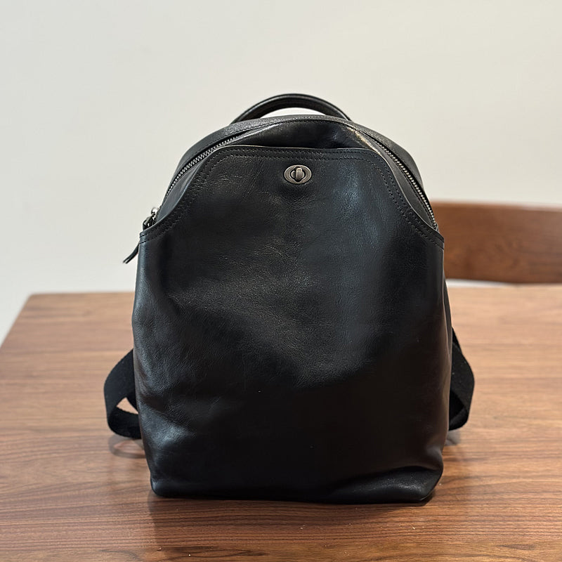 black vintage leather backpack woman Full Grain Leather Women Backpack, Genuine Leather Mini Backpack, Best Leather Women's Backpack for School Black