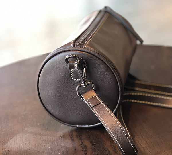 Retro Women's Soft Cowhide Crossbody Purse Genuine Leather Barrel Bag Cowhide
