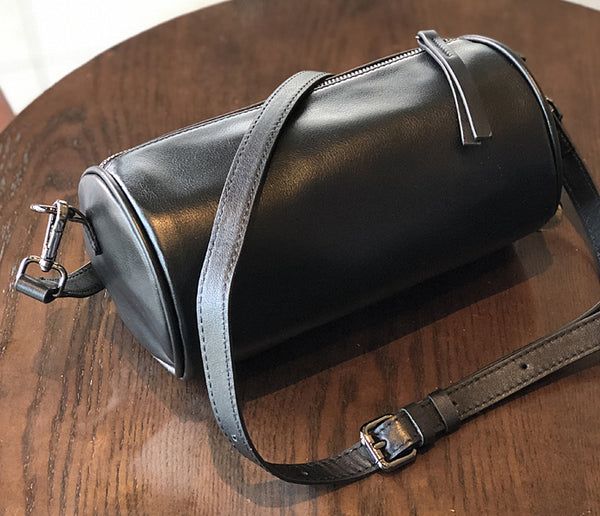 Genuine Leather Shoulder Bags For Women Cylinder Crossbody Bag for Women