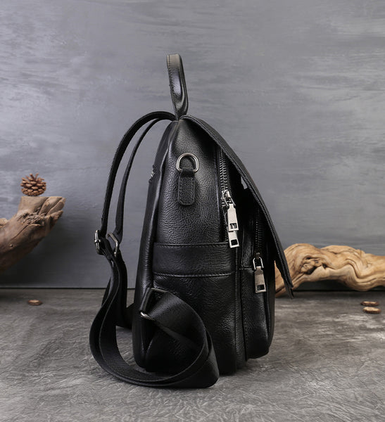 Small Genuine Leather Backpack for Women Vintage Embossed Convertible Bag