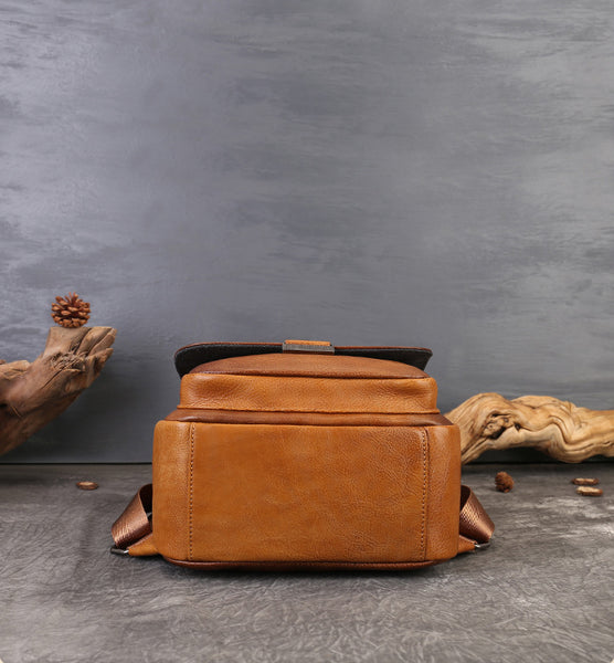 Small Genuine Leather Backpack for Women Vintage Embossed Convertible Bag