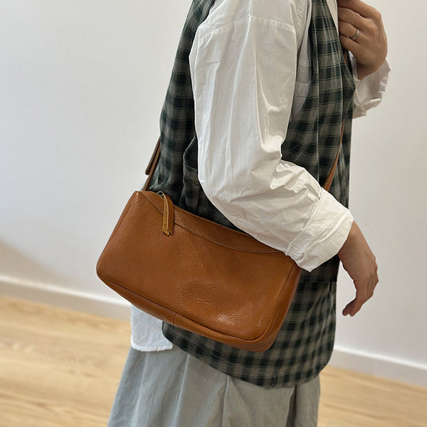 Small Genuine Leather Crossbody Bag for Women Minimalist Shoulder Bag Cool