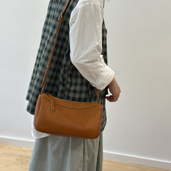 Small Genuine Leather Crossbody Bag for Women Minimalist Shoulder Bag Cowhide