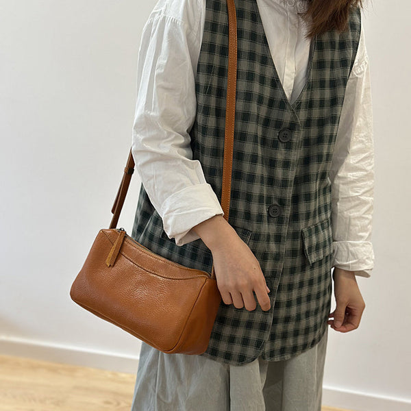 Small Genuine Leather Crossbody Bag for Women Minimalist Shoulder Bag