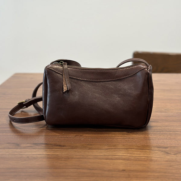 Womens Minimalist Genuine Leather Crossbody Bag Small Everyday Shoulder Purse