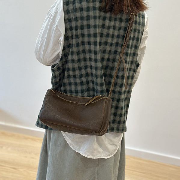 Small Genuine Leather Crossbody Bag for Women Minimalist Shoulder Bag Elegant