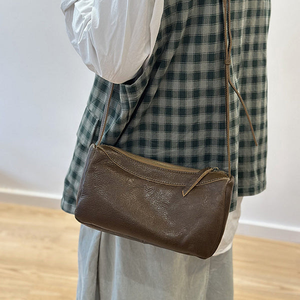 Small Genuine Leather Crossbody Bag for Women Minimalist Shoulder Bag Fashionable
