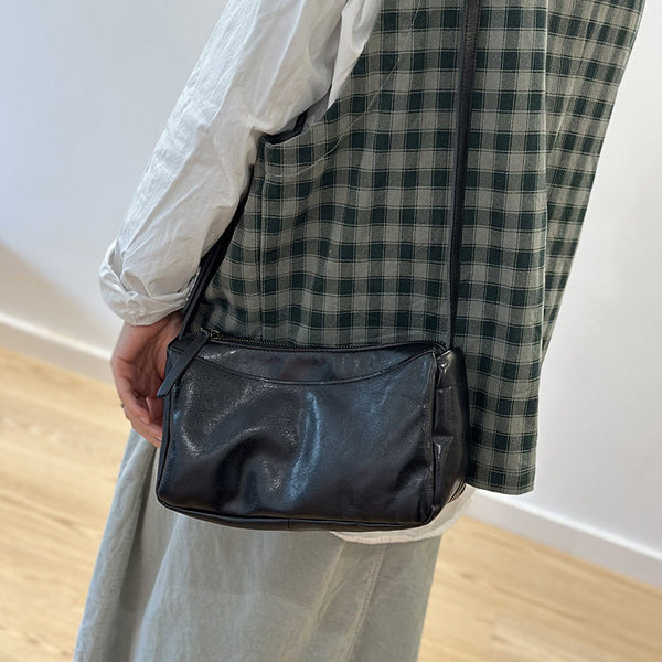 Small Genuine Leather Crossbody Bag for Women Minimalist Shoulder Bag Gift